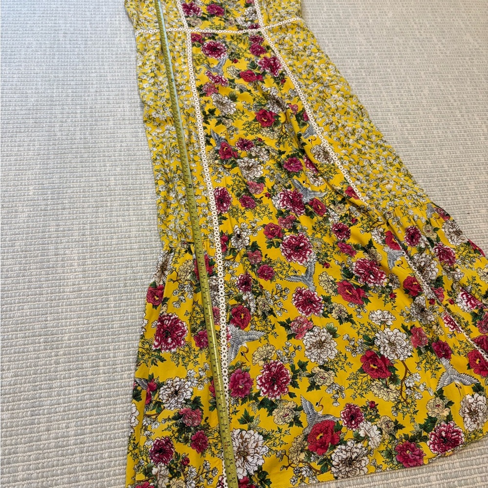 Anthropologie maxi dress Farm Rio size L yellow floral Cantonal maxi sold out - Picture 14 of 16
